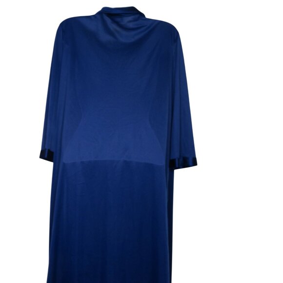 Vanity Fair Womens Navy Blue Button-Down Nightgown Robe M Nylon Embroidered - Picture 11 of 12